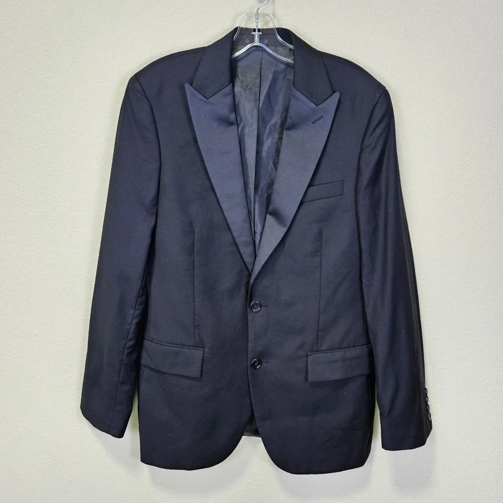 J.Crew Thompson Tuxedo Jacket 38R Black Wool Peak Lapel Formal Wedding Dance Tux